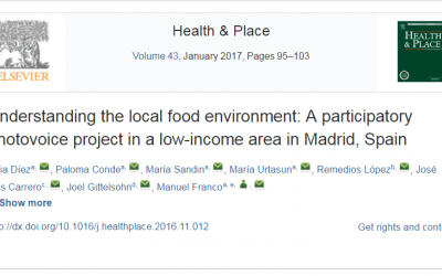 New article: Understanding the local food environment: A participatory Photovoice project in a low-income area in Madrid, Spain